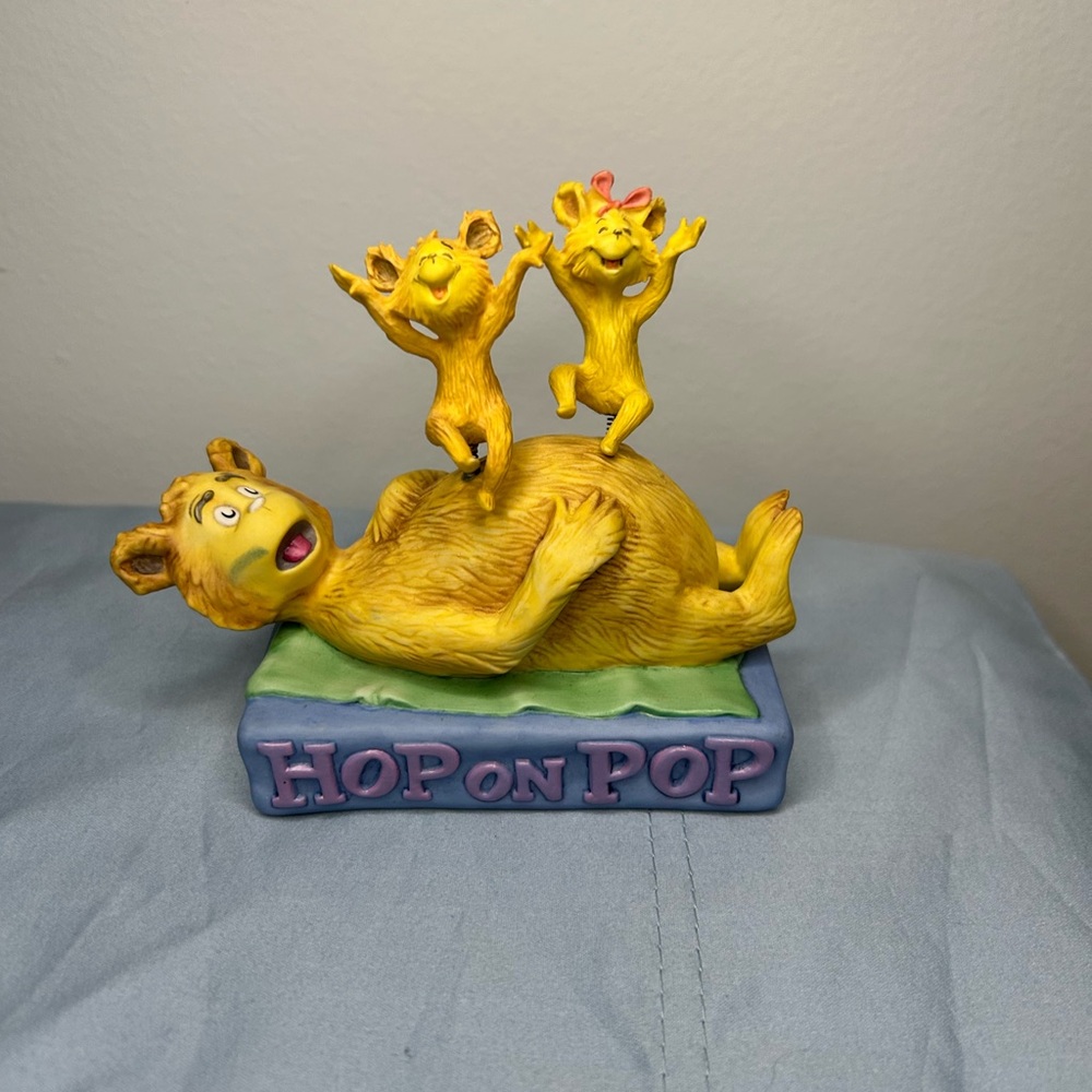 Dr. Seuss Yellow and Purple Hop on Pop Ceramic Figurine